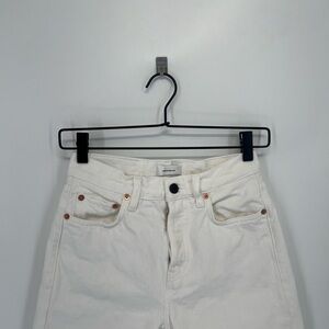 Wardrobe.Nyc White Mid Rise Logo Patch Tapered Jeans
